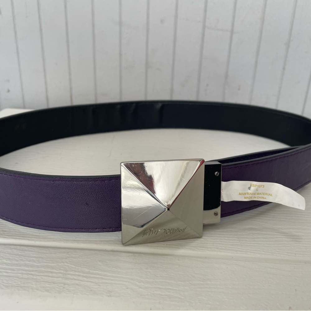 Betsy Johnson Purple & Black Belt with Silver Buckle